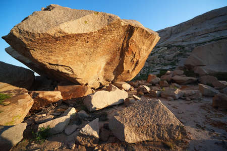 Boulders in desert mountains Bektau-Ata, Kazkahstanの写真素材