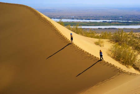 Sand dune in desert national park Altyn-Emel, Kazakhstanの写真素材