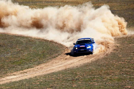 ALMATY, KAZAKHSTAN - APRIL 9: Ibragimova and Baluk (1) in action at auto competition "Rally Borly" on April 9, 2011 in Almaty, Kazakhstan.のeditorial素材