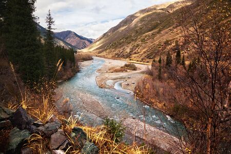 The Chilik river in Tien-Shan mountains, Kazakhstanの写真素材