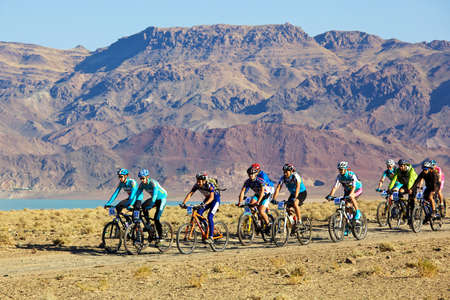 ALMATY, KAZAKHSTAN - SEPTEMBER 13: Mountain bikers in action at Adventure mountain bike cross-country marathon のeditorial素材
