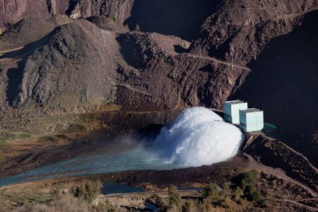 Bartogai dam on a mountain river Chilik, Kazakhstan