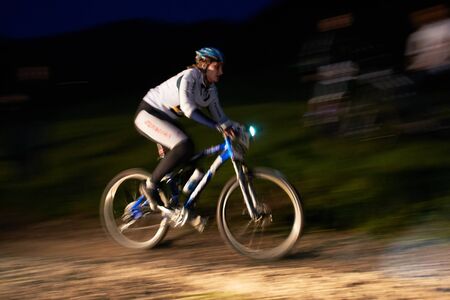 ALMATY, KAZAKSTAN - MAY 26: I.Kazantceva (N27) in action at Freestyle Bike Session (NIGHT RACE) in Almaty, Kazakstan MAY 26, 2012.のeditorial素材