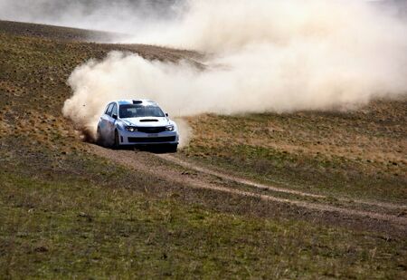 ALMATY, KAZAKHSTAN - APRIL 9: Smailov and Rusov (7) in action at auto competition のeditorial素材
