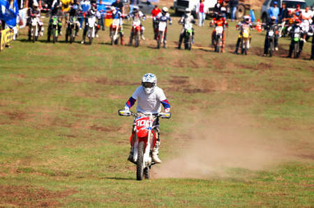 ALMATY, KAZAKHSTAN - APRIL 22 N.Klimakin (N100) at the Motocross competition のeditorial素材