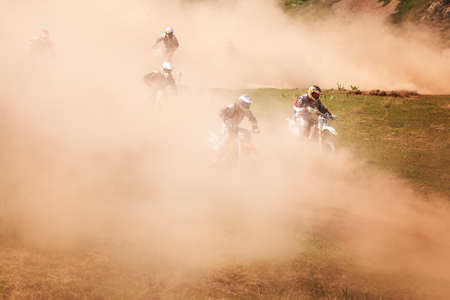 ALMATY, KAZAKHSTAN - APRIL 22 D.Postegin (N21) and other at the Motocross competition のeditorial素材