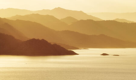 Bukhtarma lake (reservoir) in the Kazakhstanの写真素材