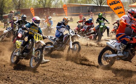 ALMATY, KAZAKHSTAN - APRIL 16,2016: Motocross competitionのeditorial素材
