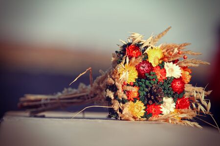 Bouquet on stoneの写真素材