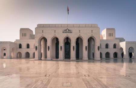 Muscat,Oman - 04.04.2018: The Royal Opera House Muscat. Built by Sultan Qaboos, huge fan of classical music. Marble facade, floor and arches.のeditorial素材