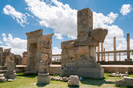 Ruins, statues and murals of ancient persian city of Persepolis in Iran. Most famous remnants of the ancient Persian empire.の写真素材
