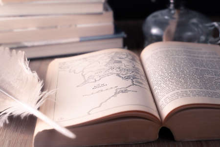 Celadna, Czechia - 04.03.2021: Vintage paperback edition of Tolkien's Lord Of The Rings open on the...