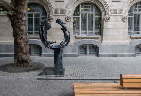 Budapest, Hungary - 15.05.2015: Modern sculpture of famous classical musical composer Franz Liszt in the street of Budapestのeditorial素材