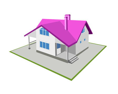 Model of a cottage on a white backgroundのイラスト素材