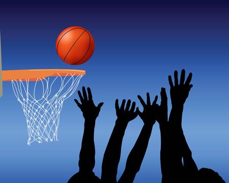 Silhouettes of hands and ball on a blue backgroundのイラスト素材