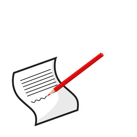 The red pencil writes on a white paperのイラスト素材