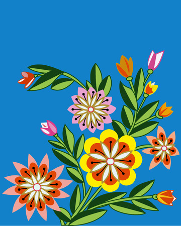 Beautiful celebratory flowers on beautiful blue backgroundのイラスト素材