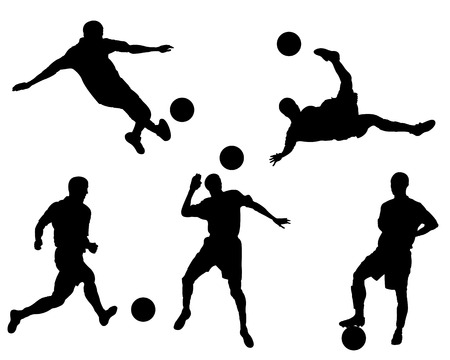 Silhouettes of the football players and planetのイラスト素材