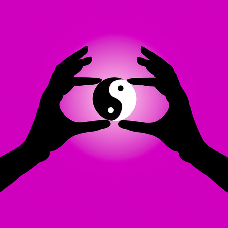 Symbol of confluence on a pink backgroundのイラスト素材