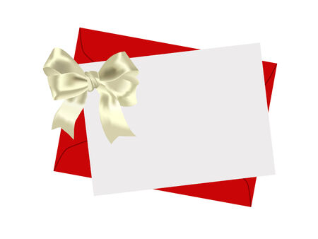 Envelope and beautiful yellow bow on a white backgroundのイラスト素材