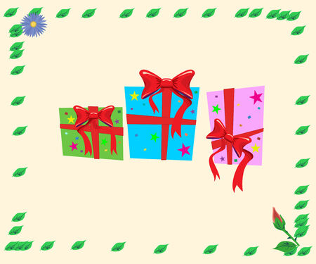 Three boxes with gifts and beautiful coloursのイラスト素材