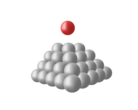 Much grey spheres and one red sphereのイラスト素材