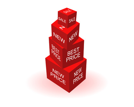 Red blocks with inscriptions on a white backgroundのイラスト素材
