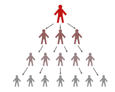 The red silhouette of the man is higher than all peopleのイラスト素材