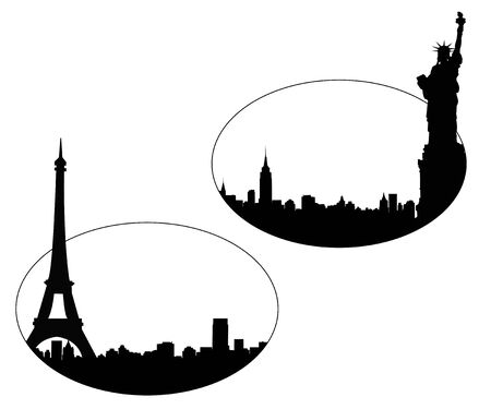Silhouettes of sights on a white backgroundのイラスト素材