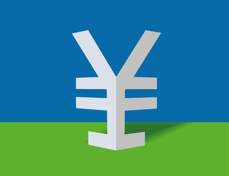 Symbol of yen on a blue backgroundのイラスト素材