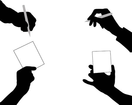 Black silhouettes of hands on a white backgroundのイラスト素材