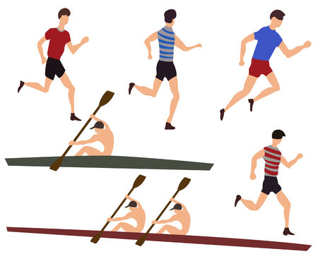 Silhouettes of the sportsmen on a white backgroundのイラスト素材