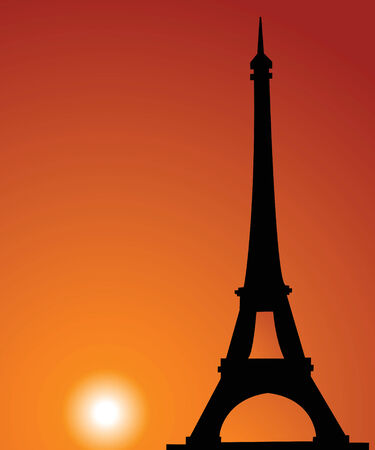 Silhouette of tower on a background of the evening skyのイラスト素材