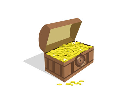 The gold coins lay in a boxのイラスト素材