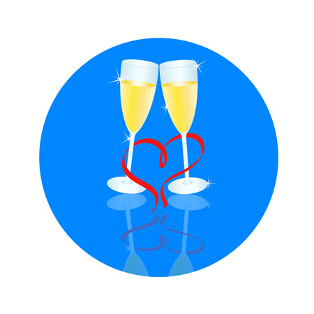 Reflection of two glasses on a blue background
のイラスト素材
