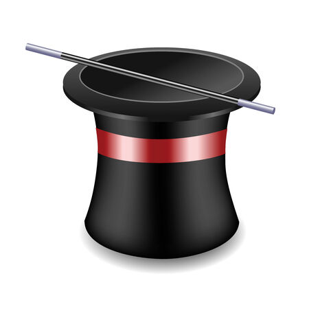Hat and cane on a white backgroundのイラスト素材