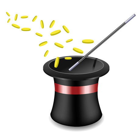 Hat and money on a white backgroundのイラスト素材