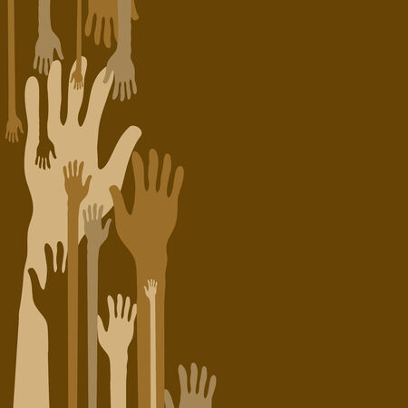 Brown silhouettes of hands in different situationsのイラスト素材