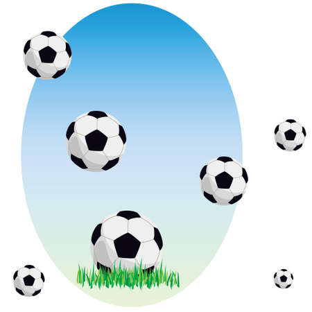 Balls on a grass on a white backgroundのイラスト素材