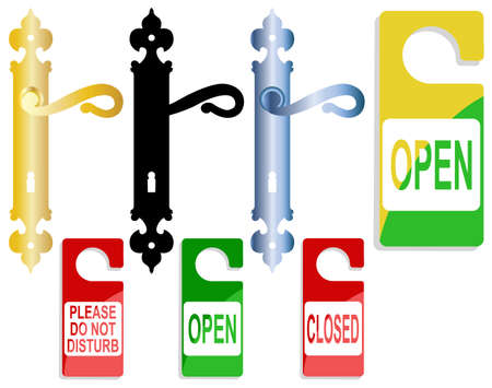 Handles of a door and inscription for hotelのイラスト素材