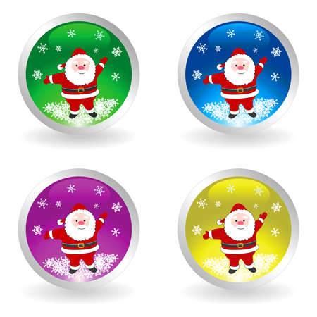 Santa Claus and snowflakes in colour spheresのイラスト素材