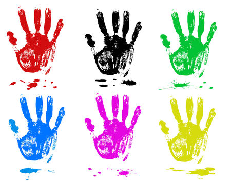 Multicoloured fingers on a white background. Setsのイラスト素材