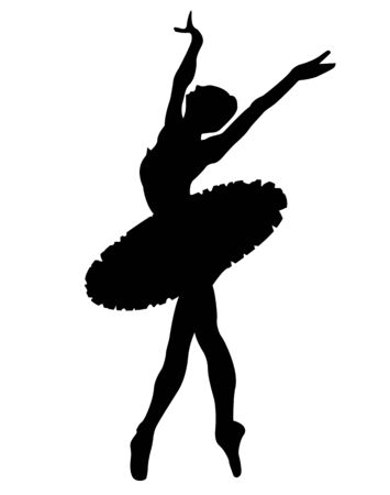 Black silhouette the ballerina on a white backgroundのイラスト素材