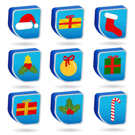 Set of Christmas icons on a white backgroundのイラスト素材