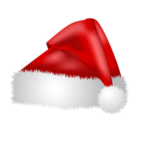 Fur-cap for Santa Claus on a white backgroundのイラスト素材