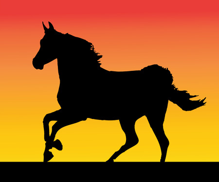 The running horse on an orange backgroundのイラスト素材