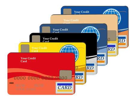 Set of credit cards on a white backgroundのイラスト素材