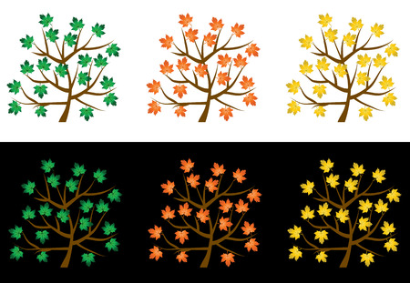 Trees with leafs on a white backgroundのイラスト素材