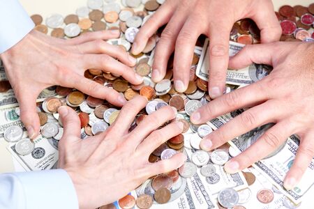 Business people with cash, money, bills, coinsの写真素材