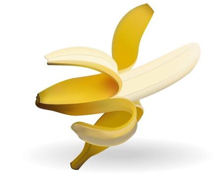 Banana and shadow on a white backgroundのイラスト素材